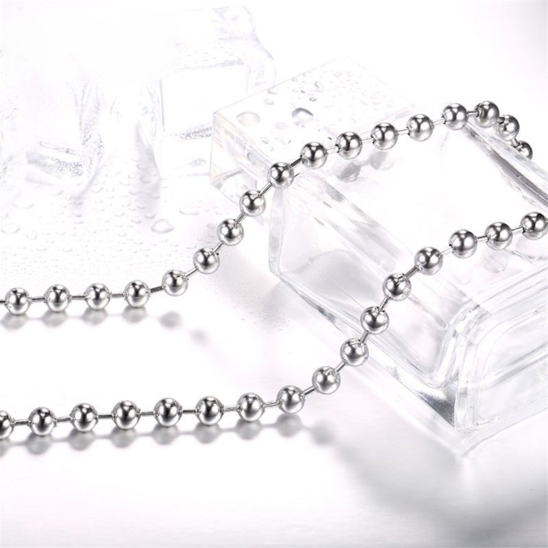 SINLEO Titanium Stainless Steel Small Beads Ball Chain Necklace for Men Women Dog Tag Link Chain Silver 5MM 24 Inches - Image 5